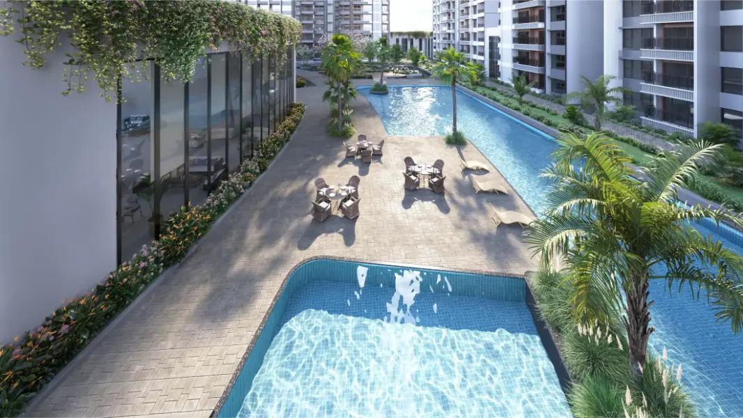 Modern living room with beige accent wall