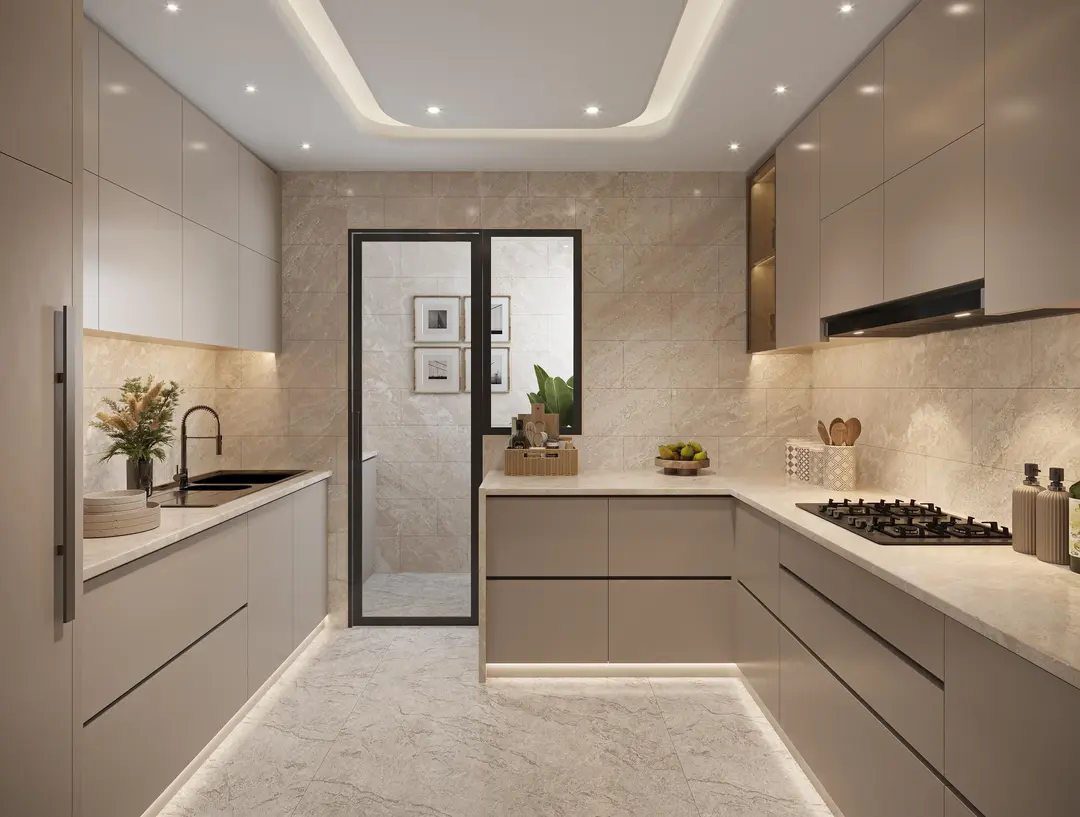 Luxury living room with light blue sofa