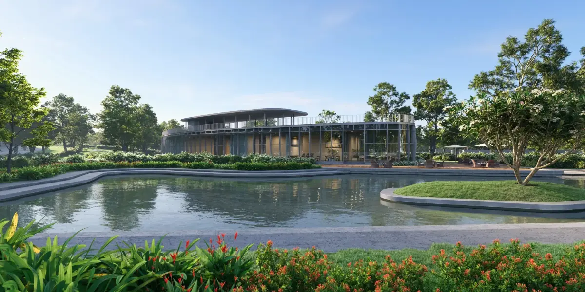 Modern living room with beige accent wall